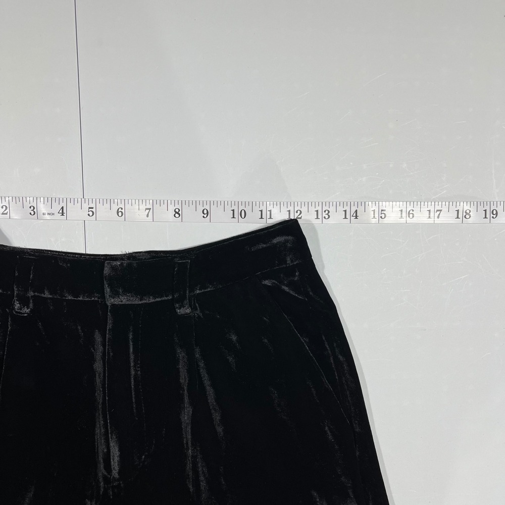 Reformation Black Velvet Silk Wide Leg High Rise Trousers Belt Loops‎ Womens 0 - Picture 7 of 16